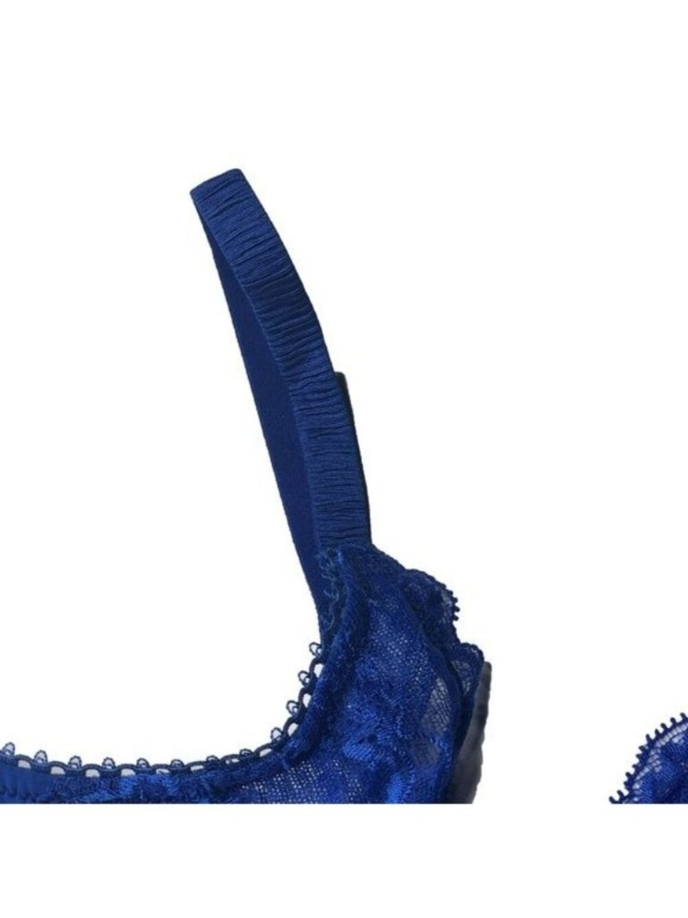 Wacoal Blue Underwire Lace Bra With Adjustable Straps & Scallop Trim - Picture 3 of 5
